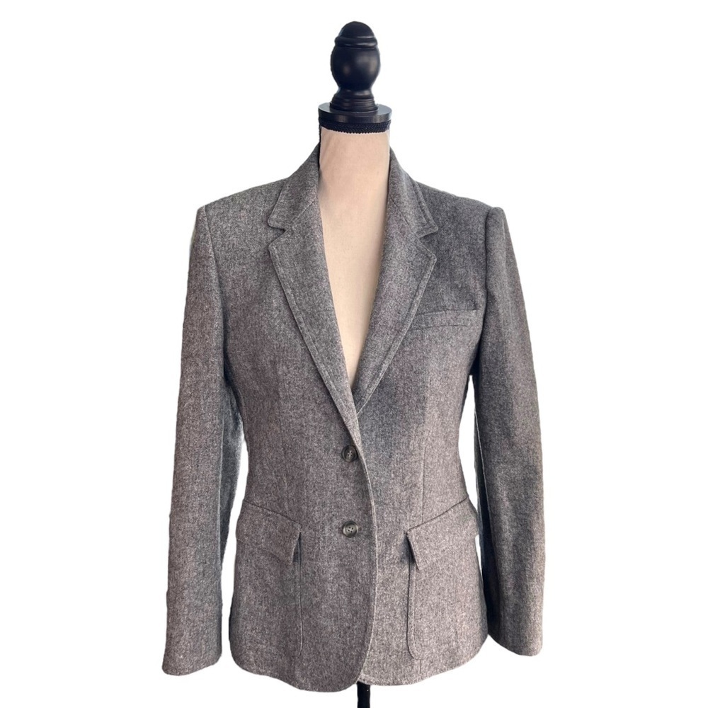 The Villager Wool Blend Grey Blazer Coat Large Union Made Square Pocket VINTAGE